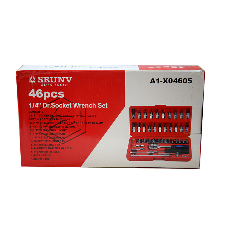 مجموعه 46 عددی آچار و سری بکس و پیچ گوشتی اسرانوی مدل A1-X04605