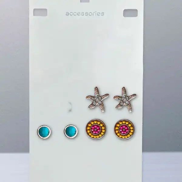 گوشواره زنانه اکسسورایز مدل ستاره های دریایی مجموعه سه عددی
