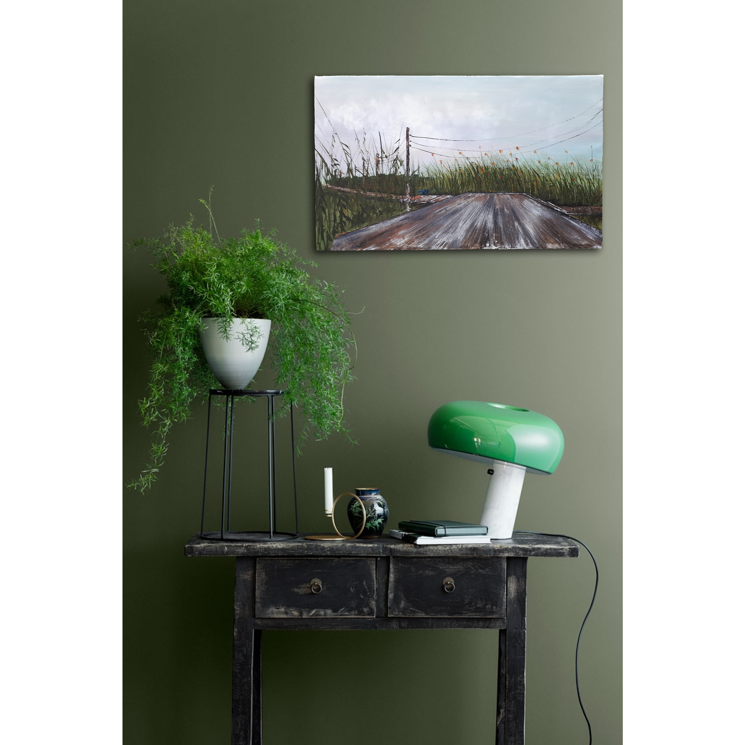 تابلو نقاشی اکریلیک طرح پل روی مرداب کد 6440