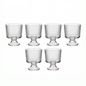 بستنی خوری مدل شیاردار و پایه دار بسته 6 عددی