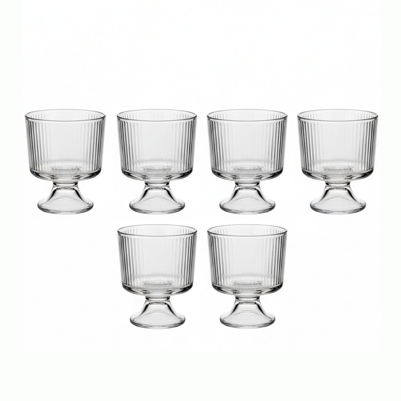 بستنی خوری مدل شیاردار و پایه دار بسته 6 عددی