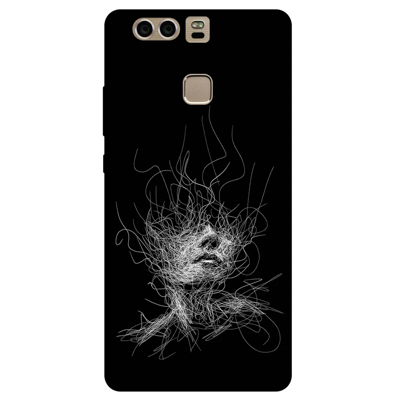 کاور مگافون طرح اسکچ صورت مدل 7423 مناسب برای گوشی موبایل هوآوی P9 Plus