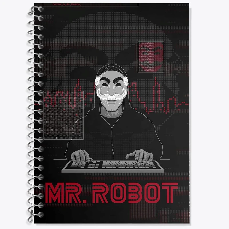 دفتر زبان 50 برگ خندالو مدل دو خط طرح سریال آقای ربات Mr.Robot کد 10232