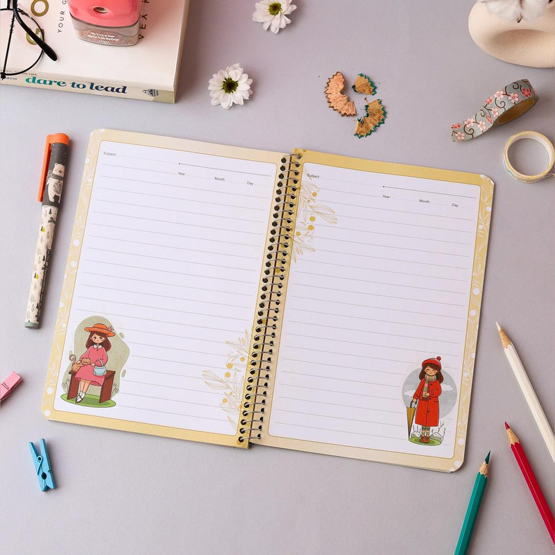 دفتر مشق 50 برگ دایان مدل حاشیه دار طرح امیلی کد 08