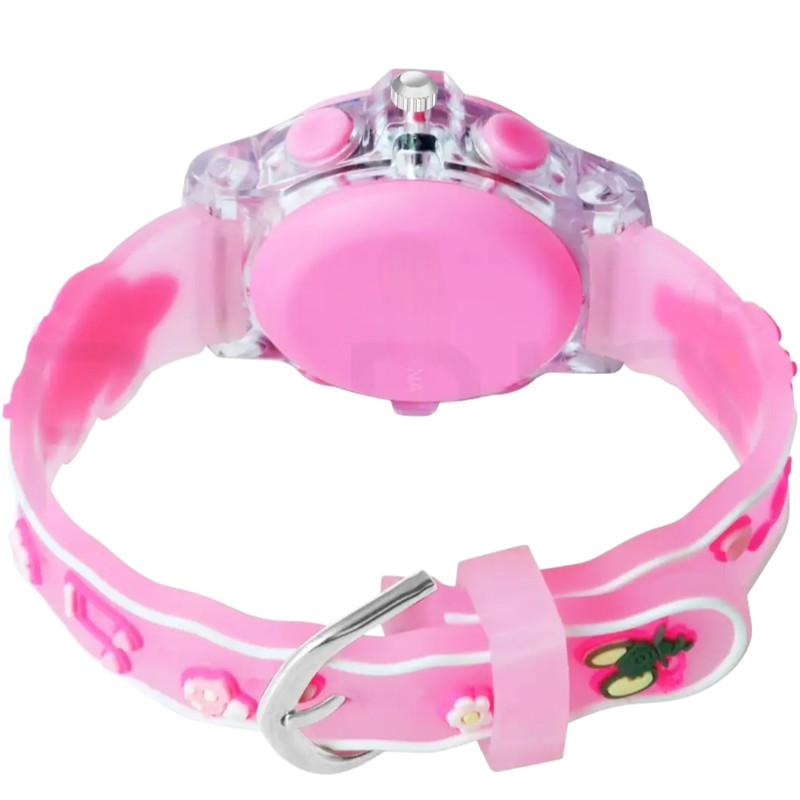 ساعت مچی عقربه ای دخترانه مدل کوارتز بند سیلیکونی چراغدار طرح ملودی