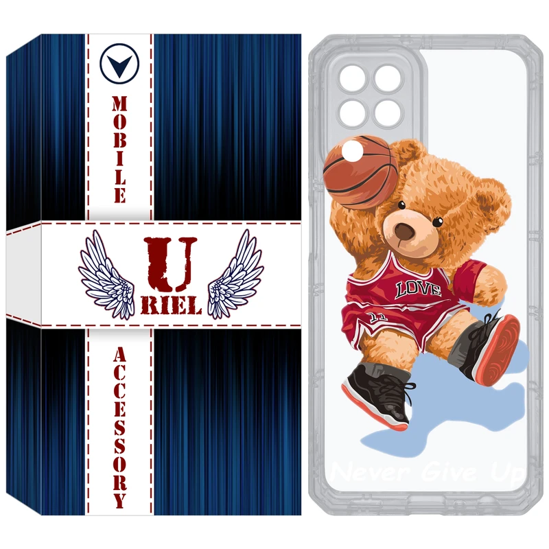کاور یوریل مدل Clear کد 63 طرح خرس ورزشکار مناسب برای گوشی موبایل سامسونگ Galaxy A22 4G / M32 / M22