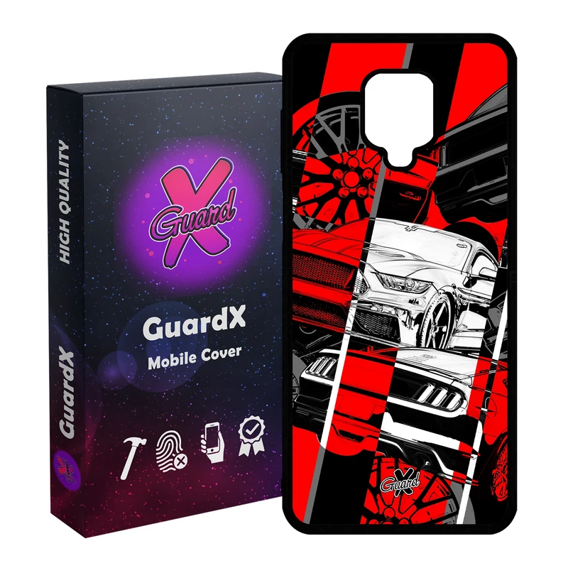 کاور گارد ایکس طرح خودرو مدل Glass10218 مناسب برای گوشی موبایل شیائومی Redmi Note 9S / Note 9 Pro / Note 9 Pro Max