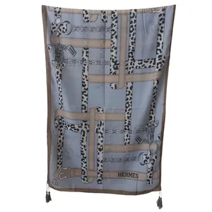 شال زنانه مدل خنک تابستانی پلنگی کمربندی منگوله دار کد 48