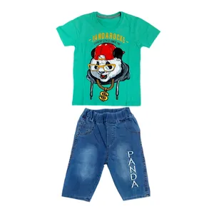 ست تی شرت و شلوارک پسرانه مدل PANDAROCKS کد 0314