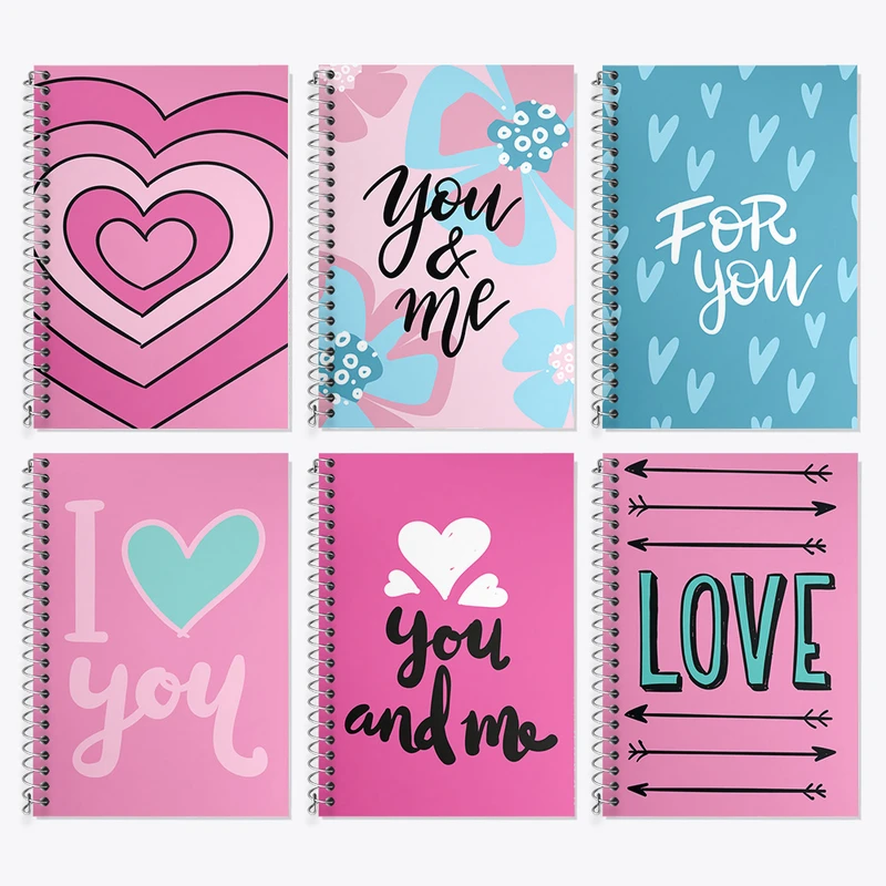 دفتر زبان 50 برگ خندالو مدل دو خط طرح عاشقانه (Love) کد 25 مجموعه 6 عددی