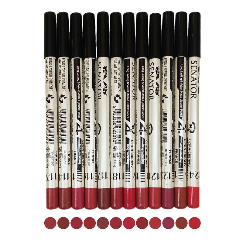 رژ لب مدادی سناتور مدل Ultra Creamy سری B بسته 12 عددی