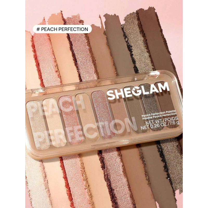 پالت سایه چشم شیگلم مدل peach perfection وزن 7.6 گرم با جلوه رنگ ترکیبی و پیگمنت متوسط در تنالیته اسموکی