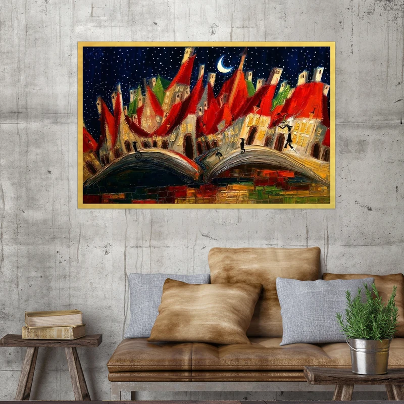 تابلو بکلیت طرح نقاشی مدل DY1043 فریم طلایی