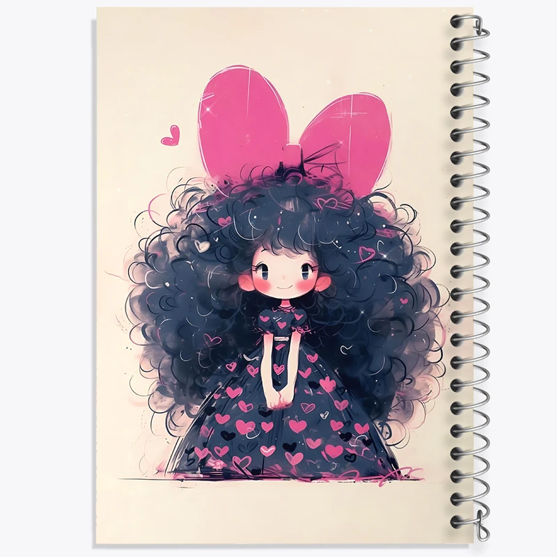 دفتر شطرنجی 50 برگ خندالو طرح دختر مو فرفری کد N3518