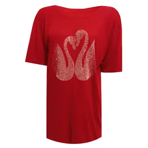 تی شرت آستین کوتاه زنانه مدل فانریپ نگینی دوقو DKCOP 266