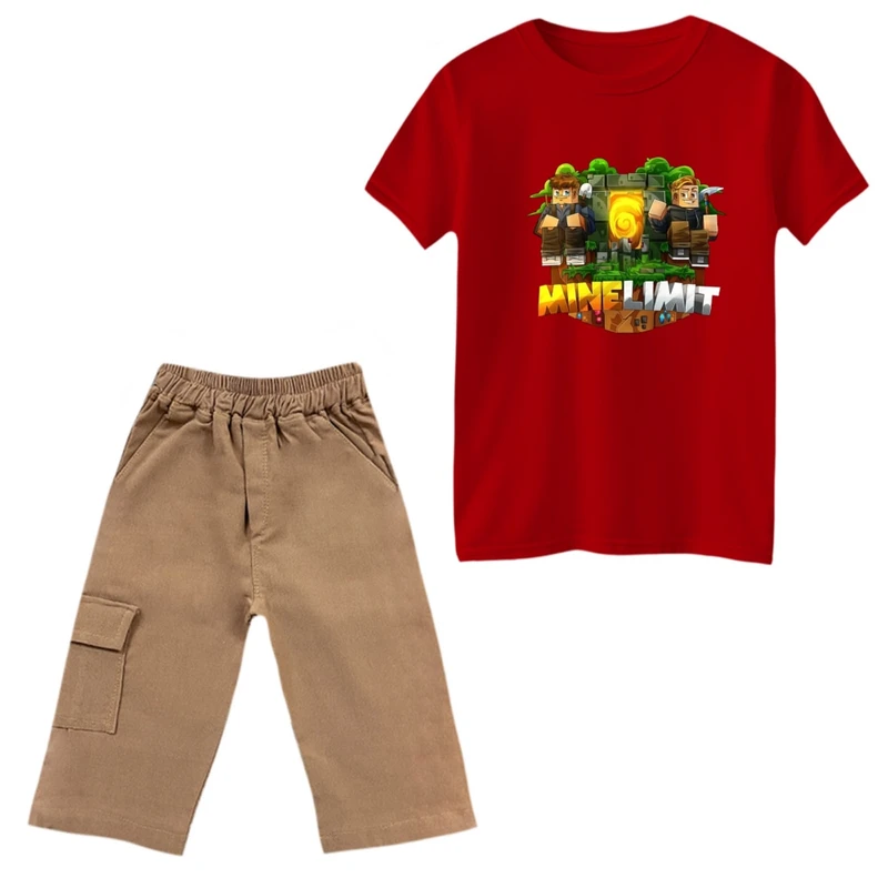 ست تی‌شرت و شلوارک پسرانه مدل ماینکرفت کد 15
