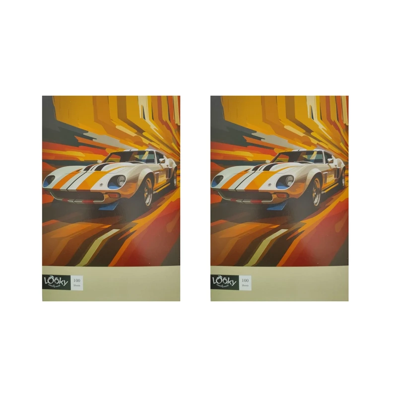 دفتر مشق 100 برگ لوکی مدل منگنه طرح ماشین کد 007  بسته 2 عددی