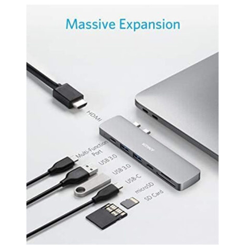 هاب 7 پورت USB-C انکر مدل A8371 7-in-2 for MacBook