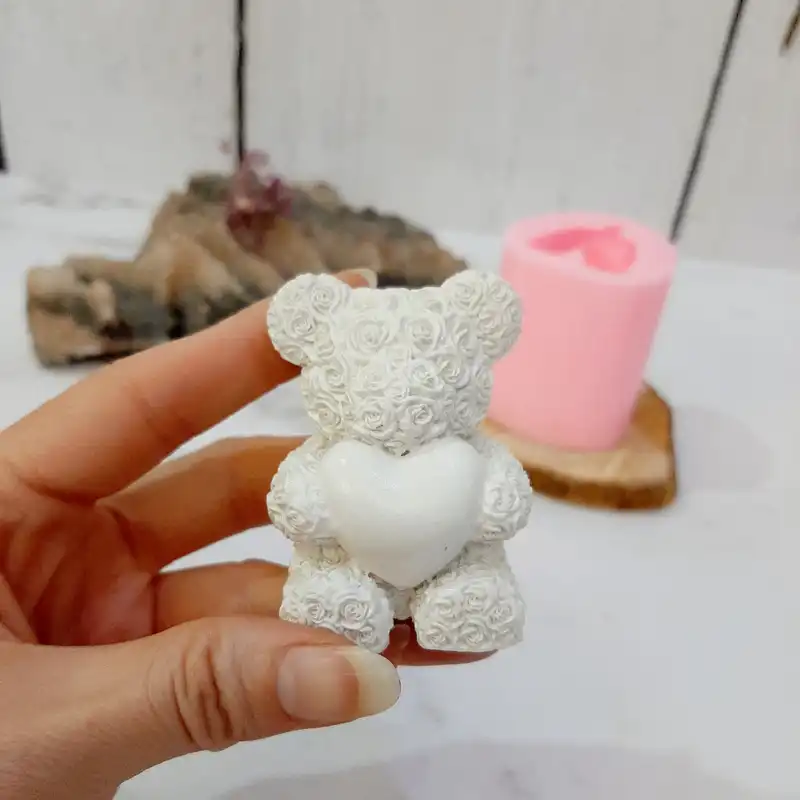 قالب شمع مدل خرس قلب دار