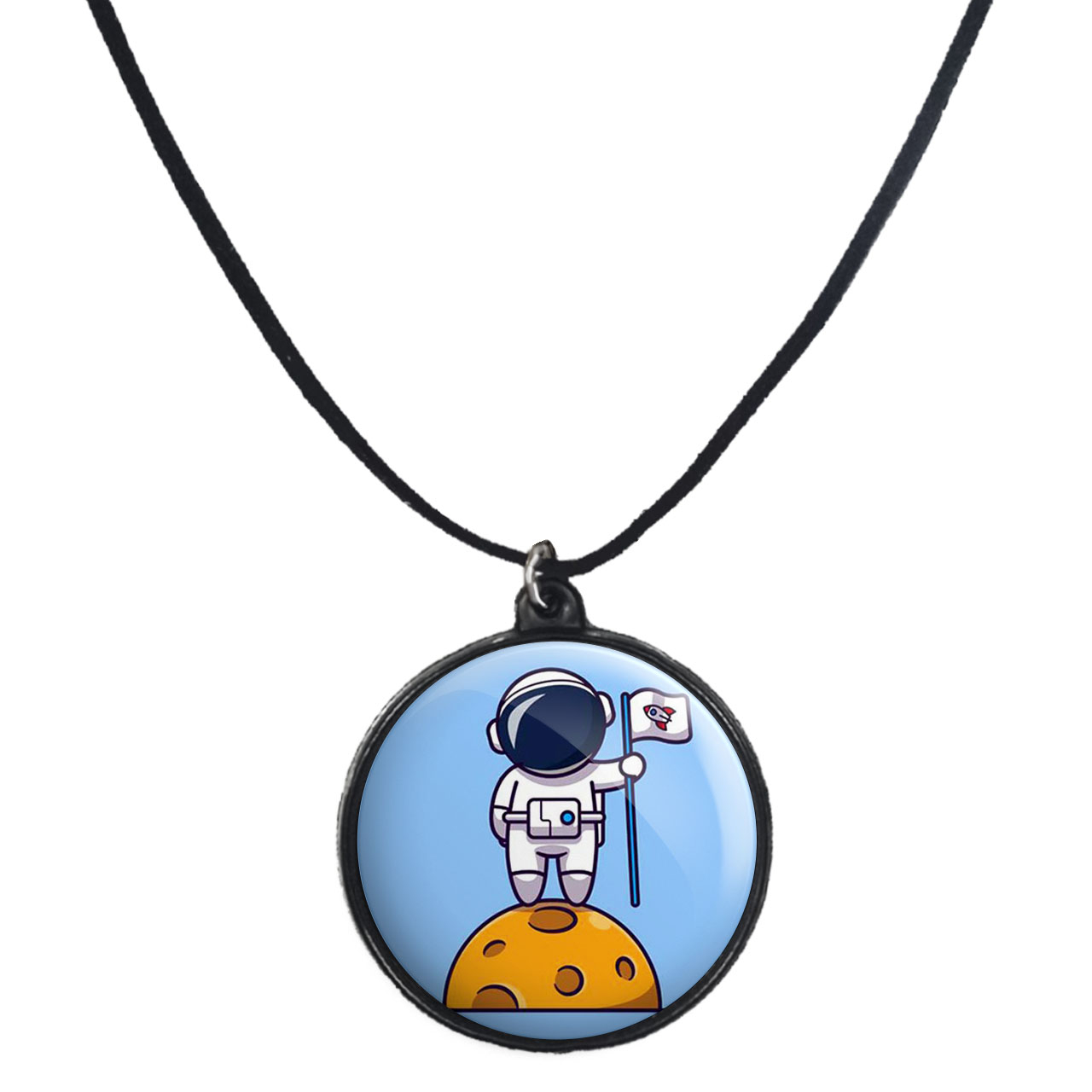 گردنبند پرمانه طرح فضانورد کد pmb.10399 مدل دو طرفه