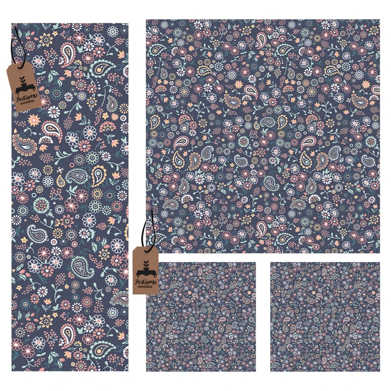 ست رومیزی 4 تیکه رومیزی باز طرح بته جقه کد 11047