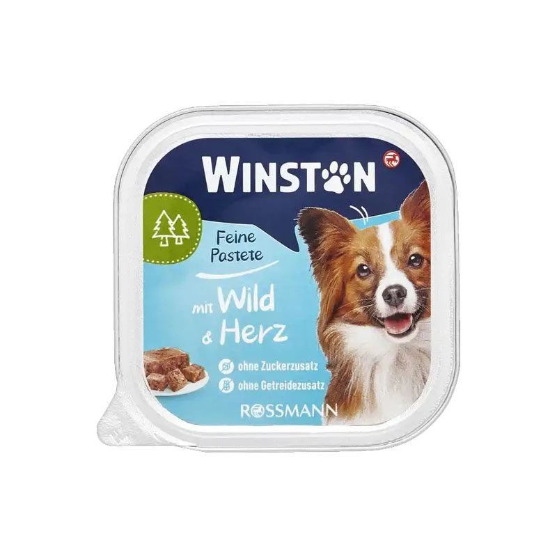 کنسرو غذای سگ وینستون مدل پته طعم گوشت شکار وزن 150 گرم