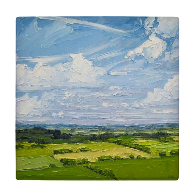زیر لیوانی طرح نقاشی منظره دشت و ابرها کد    3415464_1048