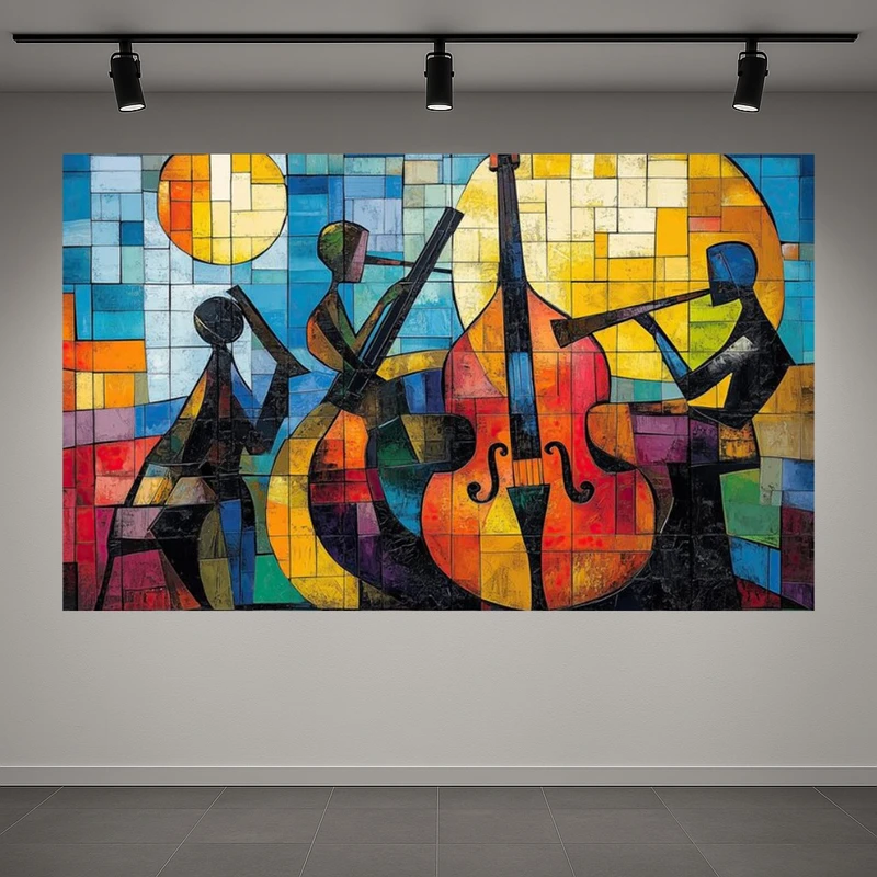 تابلو بوم طرح مخمل بند موسیقی مدل جاز کد AR3059206