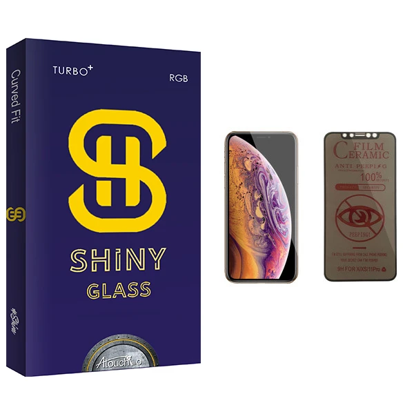 محافظ صفحه نمایش حریم شخصی آتوچبو مدل Shiny Glass مناسب برای گوشی موبایل اپل iPhone XS