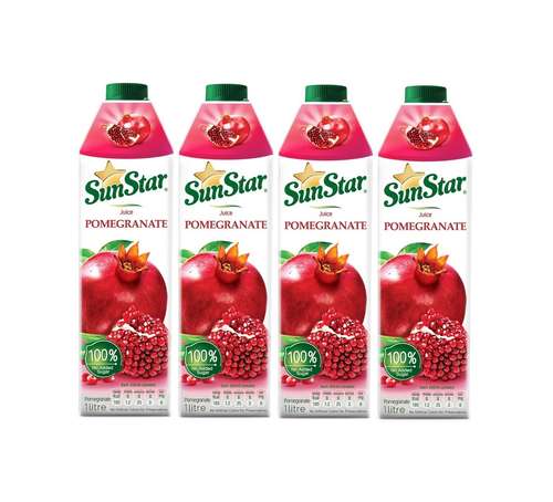 آبمیوه طبیعی انار سان استار - 1 لیتر بسته 4 عددی