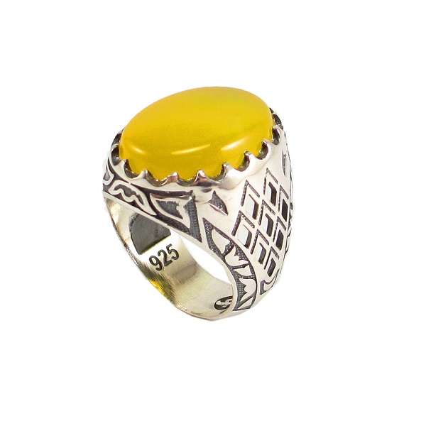 انگشتر نقره مردانه پارلا گوهر مدل شرف الشمس کد 3808