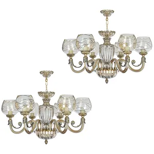  لوستر 6 شعله چشمه نور کد C3334/6-6-Pro بسته دو عددی