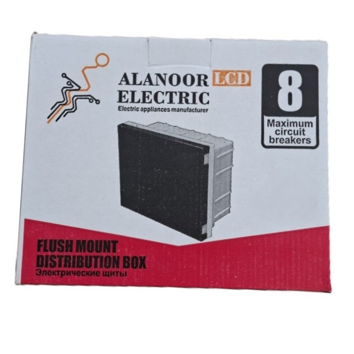 جعبه فیوز 8 عددی آلانور الکتریک مدل توکار طرح LCD