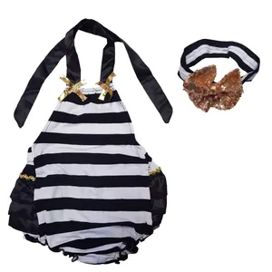 ست سارافون و هدبند نوزادی مدل راه راه Sb192