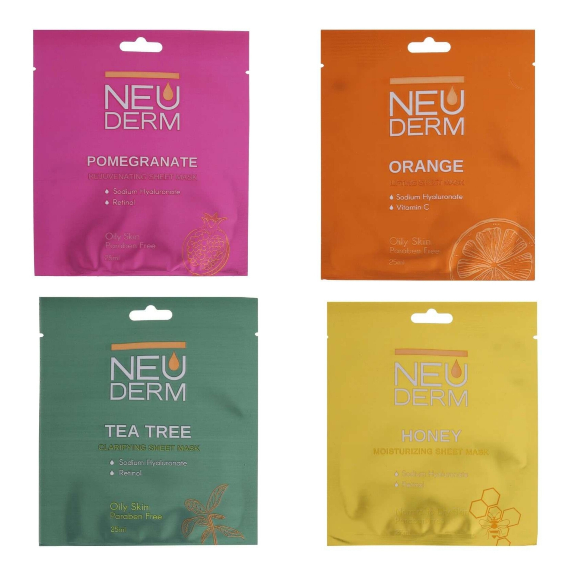 ماسک صورت نئودرم مدل آبرسان کد B403 حجم 25 میلی لیتر مجموعه 4 عددی