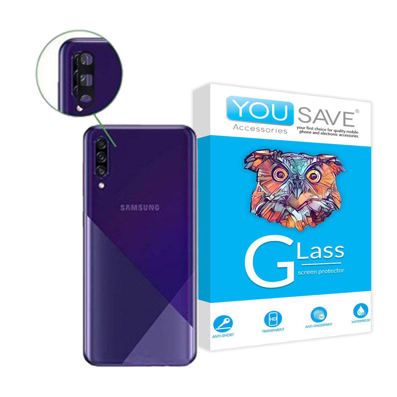 محافظ لنز دوربین یوسیو مدل js مناسب برای گوشی موبایل سامسونگ Galaxy A30s