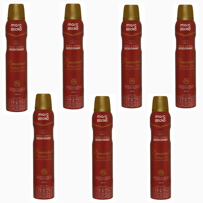 اسپری دئودورانت زنانه مارک اکو مدل باکارات رژ  حجم 200 میلی‌لیتر بسته ۷ عددی