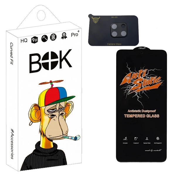 محافظ صفحه نمایش بوک مدل Antistatic Touch مناسب برای گوشی موبایل شیائومی Redmi 10c به همراه محافظ لنز دوربین