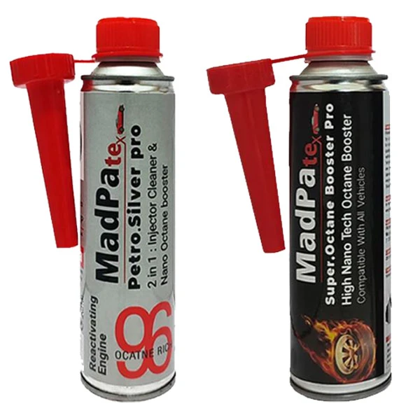 مکمل سوخت خودرو بنزین گروه مدپا مدل سوپر اکتان و سوپر سیلور حجم 280 میلی لیتر بسته دو عددی