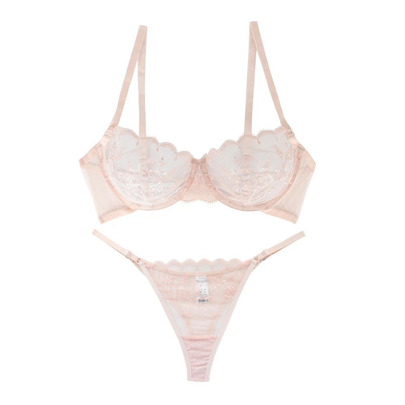 ست سوتین و شورت زنانه برتا مدل فنردار توری کد 2020C