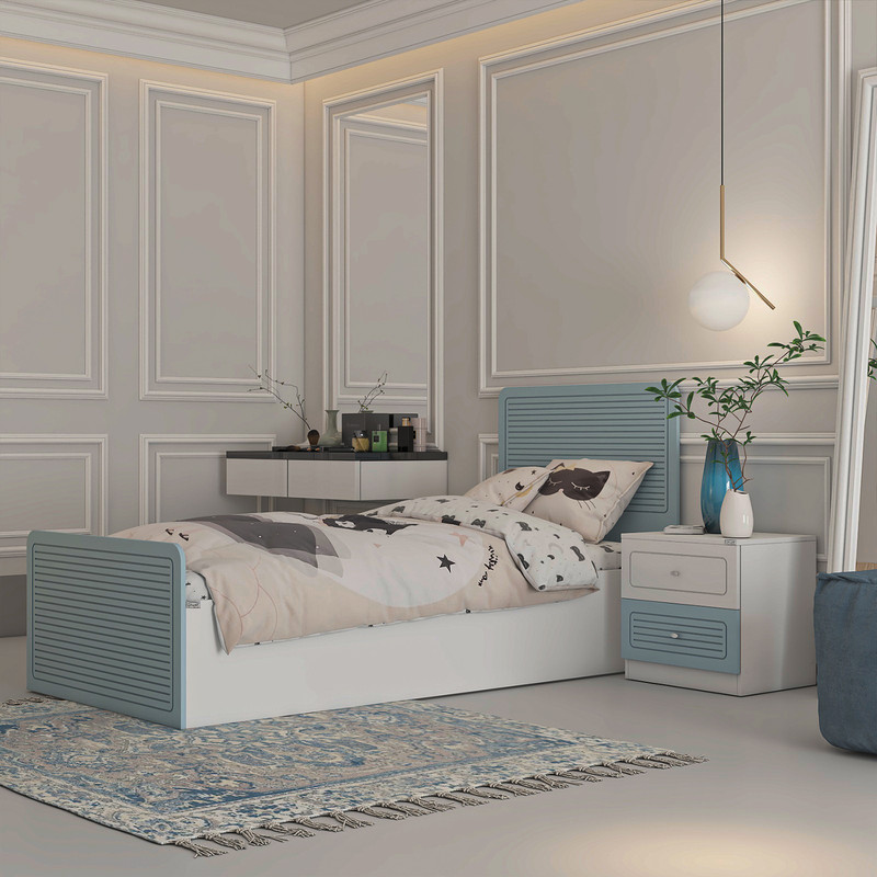 تخت خواب ملامینه یک نفره اعیان مدل FH815 سایز 90x200 سانتی متر مجموعه دو عددی