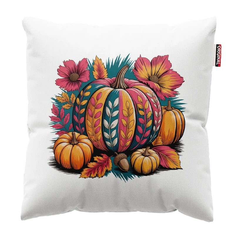 کوسن پاد آفرین مدل پاییز طرح برگ کدوتنبل کد PK302674 سایز 30*30 سانتی متر