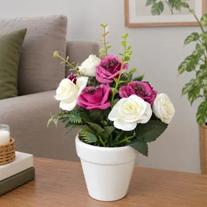 گلدان به همراه گل مصنوعی مدل Artificial Rose Arrangement کد 195