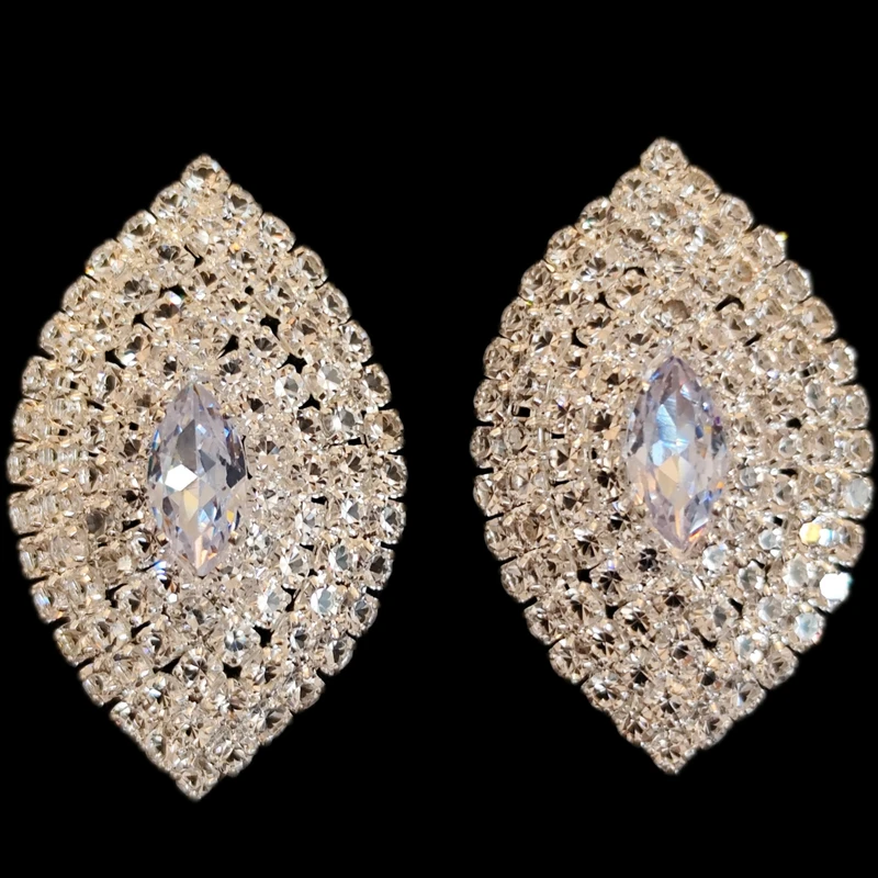 گوشواره میخی زنانه مدل نگینی ژورنالی مجلسی 