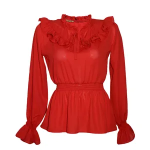 بلوز آستین بلند زنانه مدل mb-00145 رنگ قرمز