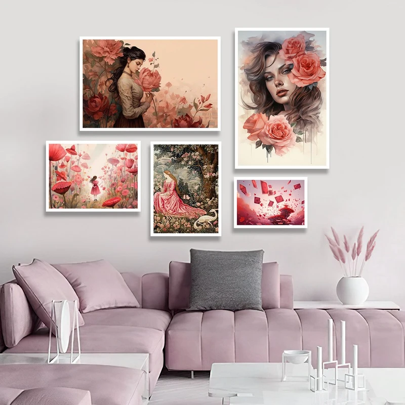 تابلو بکلیت طرح نقاشی طبیعت مدل شاین اکلیلی W-1216 مجموعه 5 عددی