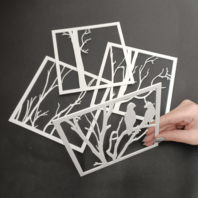 دیوارکوب طرح درخت و پرنده کد 61-13 مجموعه چهار عددی