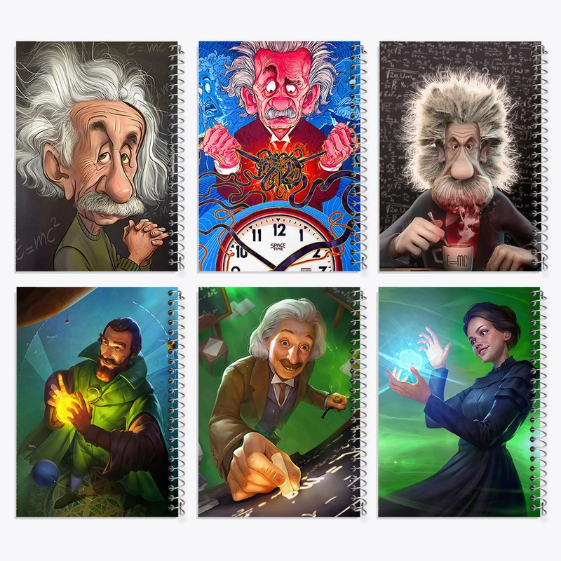 دفتر مشق 100 برگ خندالو طرح انیشتین کد 900 مجموعه 6 عددی