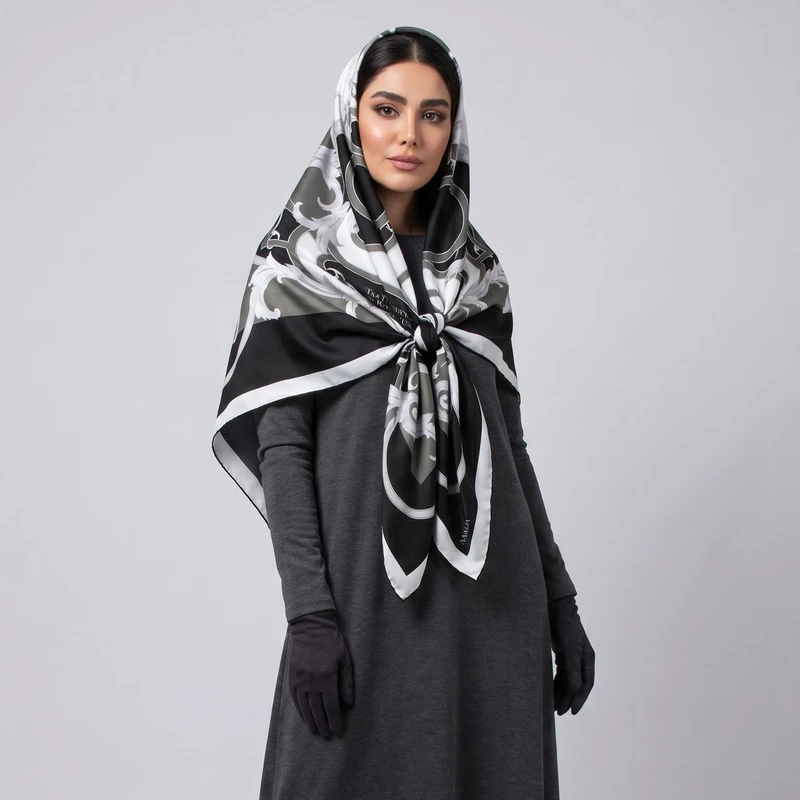 روسری زنانه مدل ابریشم مجلسی کمربندی کد 6055