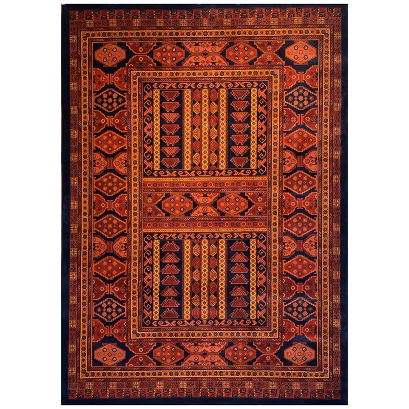 فرش ماشینی 700 شانه زمینه لاکی حاشیه لاکی مدل بلوچ bcf تراکم 2100 کد 807